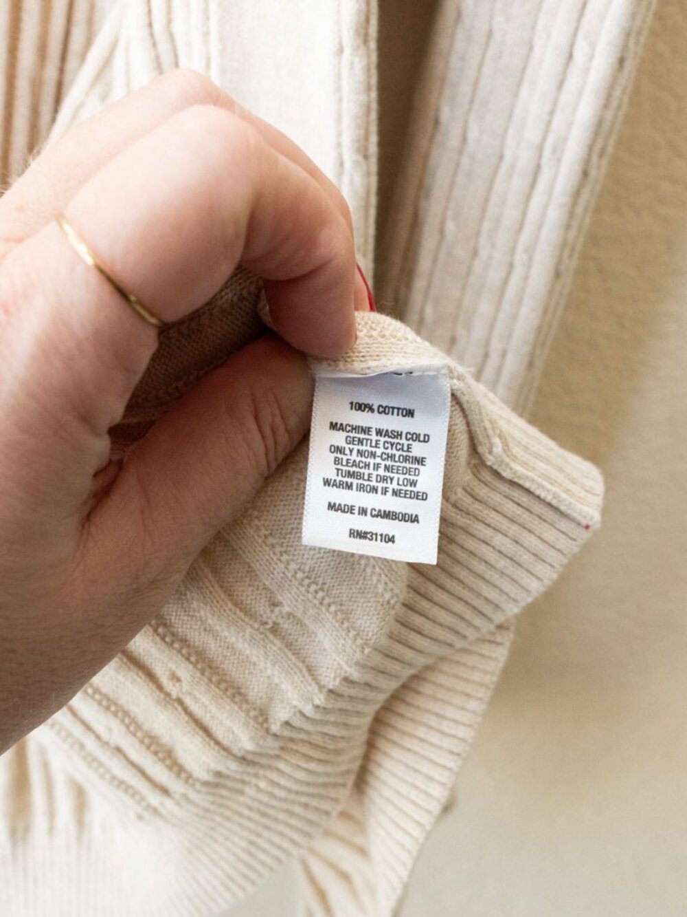 Kim Rogers Cardigan Womens XL Beige 100% Cotton Cable Knit Open Front Pockets - Picture 8 of 13